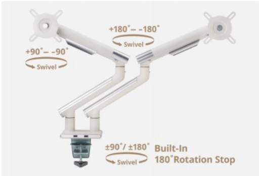 Eyes 12 Dual Premium Slim Aluminium Spring-Assisted Monitor Arms