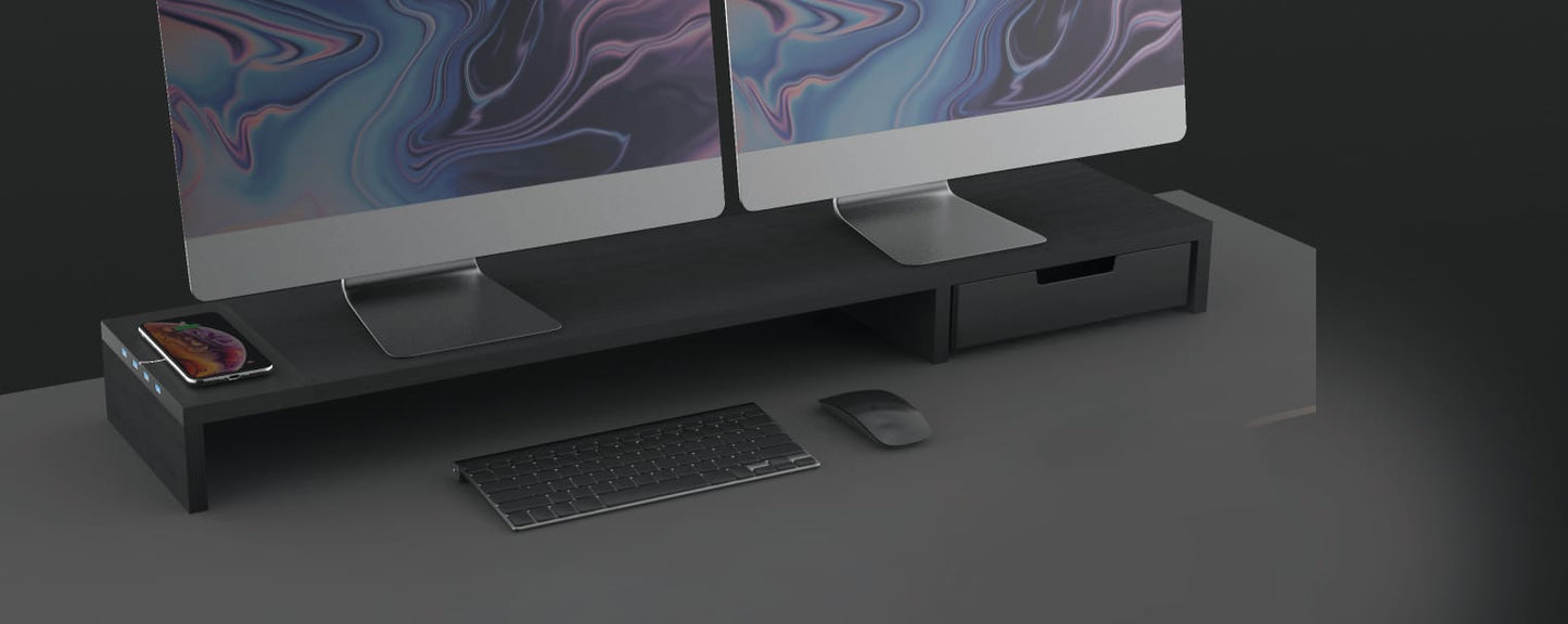 Eyes 9 Dual - All-in-one Wireless Charging & Hub Station. Dual Monitor Stand