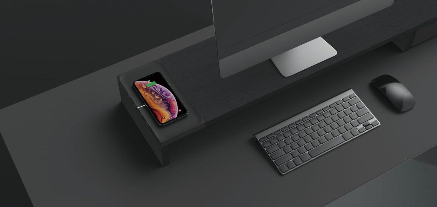 Eyes 9 Dual - All-in-one Wireless Charging & Hub Station. Dual Monitor Stand