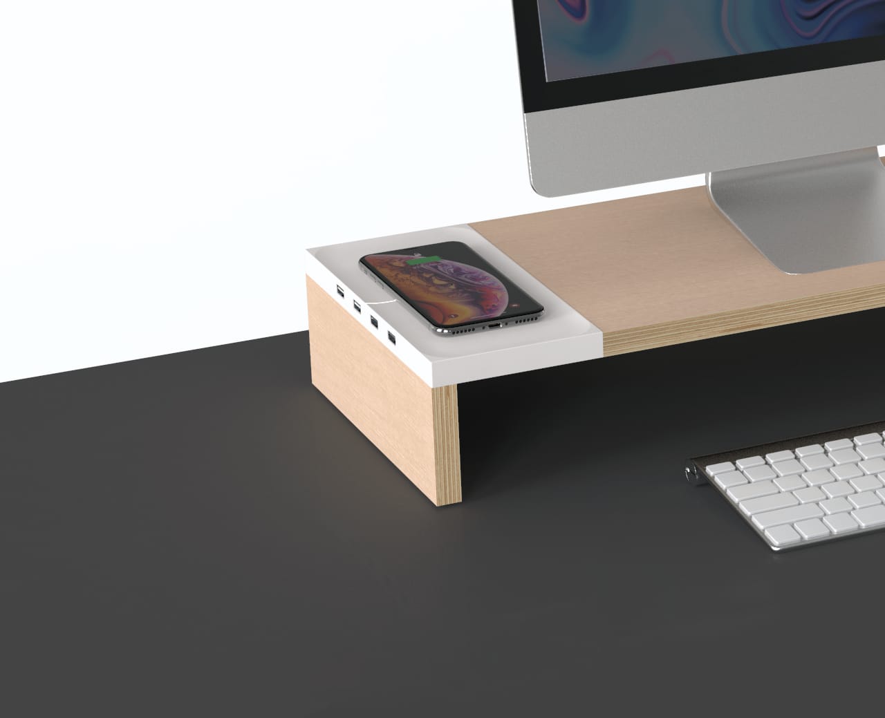 Eyes 9 Dual - All-in-one Wireless Charging & Hub Station. Dual Monitor Stand