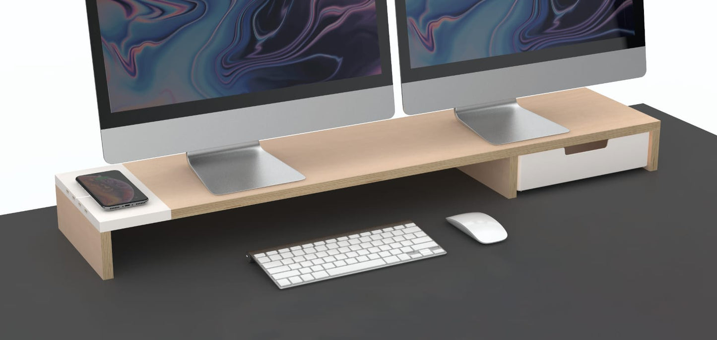 Eyes 9 Dual - All-in-one Wireless Charging & Hub Station. Dual Monitor Stand